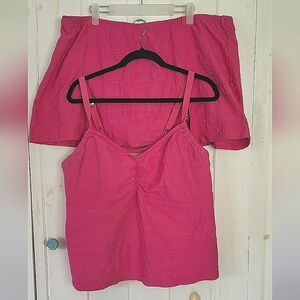 Lands End Textured Underwire Tankini Swim Skirt Bathingsuit Set